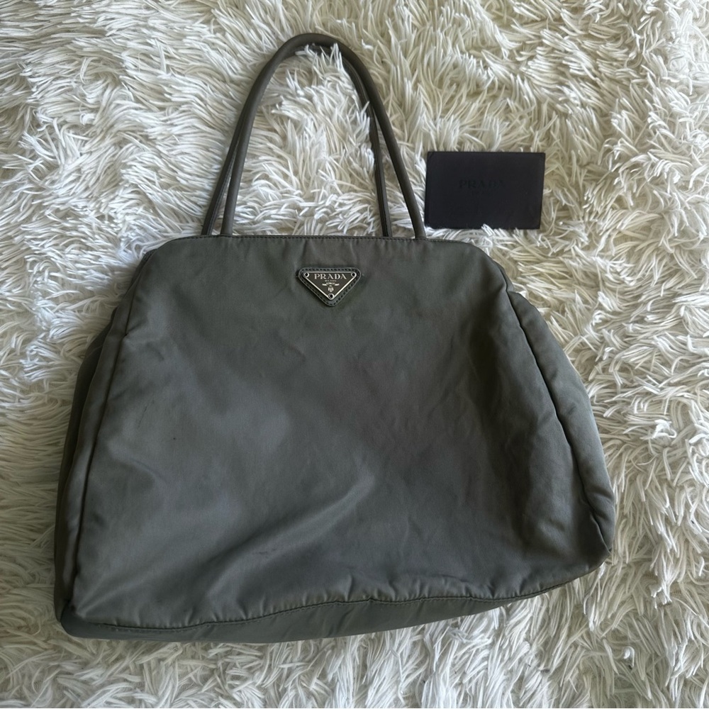 Authentic PRADA Vintage Mini Tote Bag Handbag Nylon in Khaki